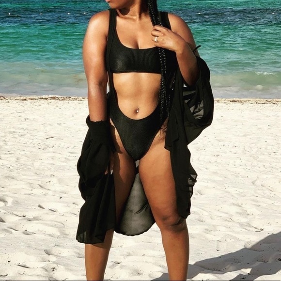 𝅺LAINA Rauma Fine Mesh Kimono Black Belted wrap - Picture 8 of 9